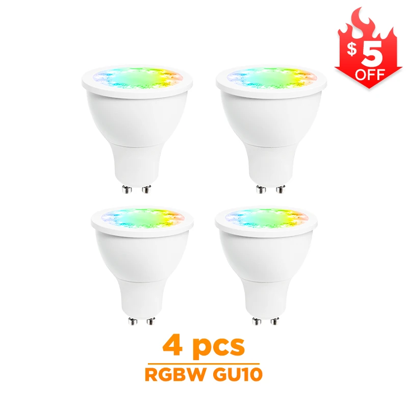 4 Pcs Color Gu10 GLEDOPTO умный дом rgb и теплый белый gu10 прожектор zigbee 5 Вт RGBW GU10 лампа AC100-240V работы с Amazon Echo plus smartThing - Испускаемый цвет: 4 Pcs Color Gu10