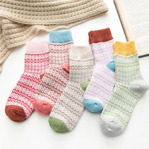 5 Pairs Random Color NEST 5 пар/партия, зимние толстые носки в национальном стиле, женские хлопковые модные теплые носки, качественные тканевые женские носки - Цвет: 5 Pairs Random Color