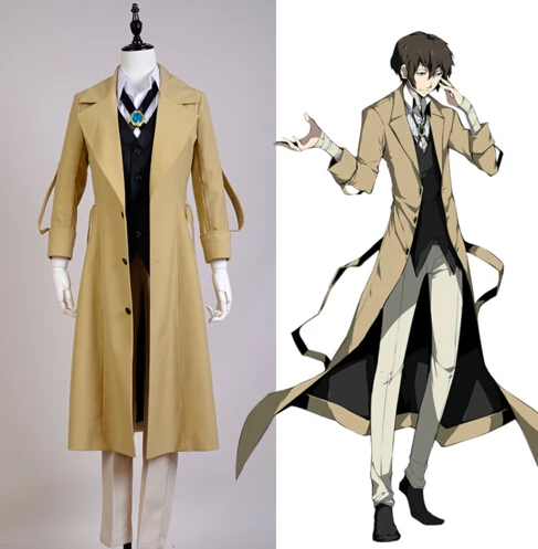 

Anime Bungo Stray Dogs Osamu Dazai Coat Pants Full Set Cosplay Costume Detective Agency Member Costume Halloween Party Suit