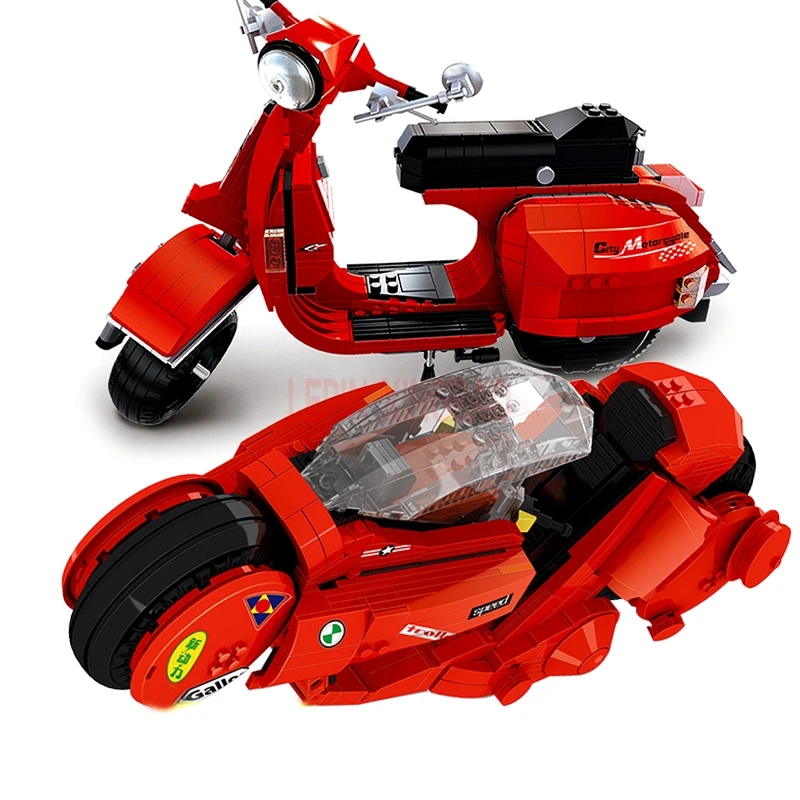 XingBao 03001 Citizen Akira Moto 03002 Vespa P200 мото строительные блоки кирпичи leleleings игрушки модель