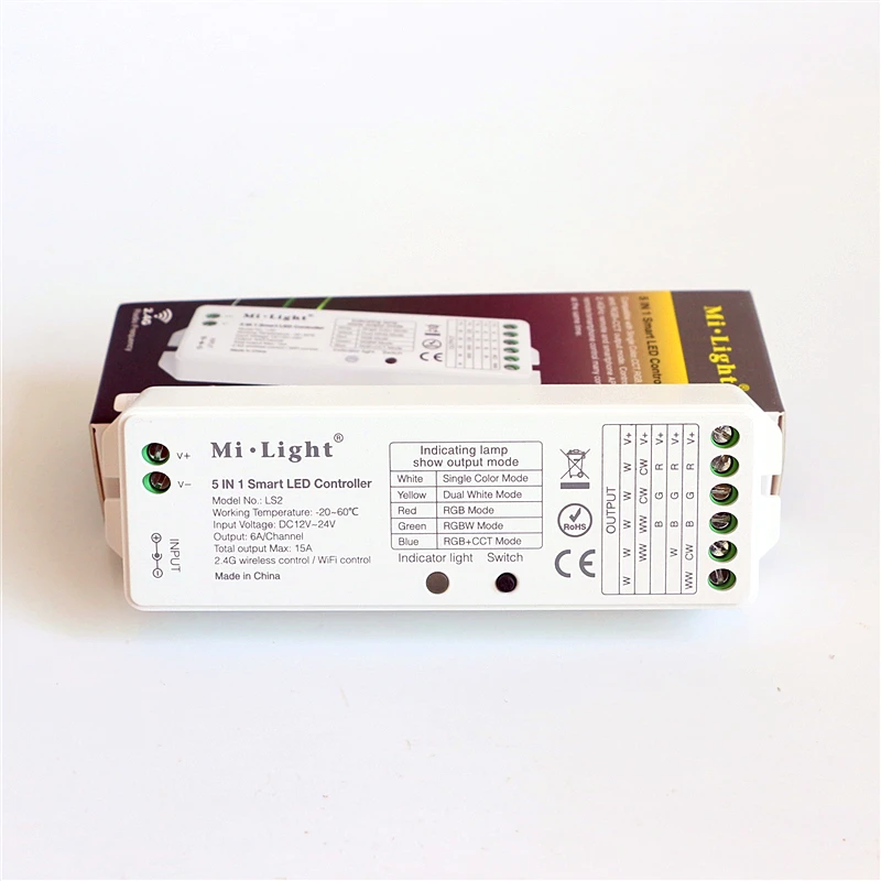Mi Light LS2 5 в 1 умный светодиодный контроллер DC 12-24 В 6A/CH 15A пульт дистанционного