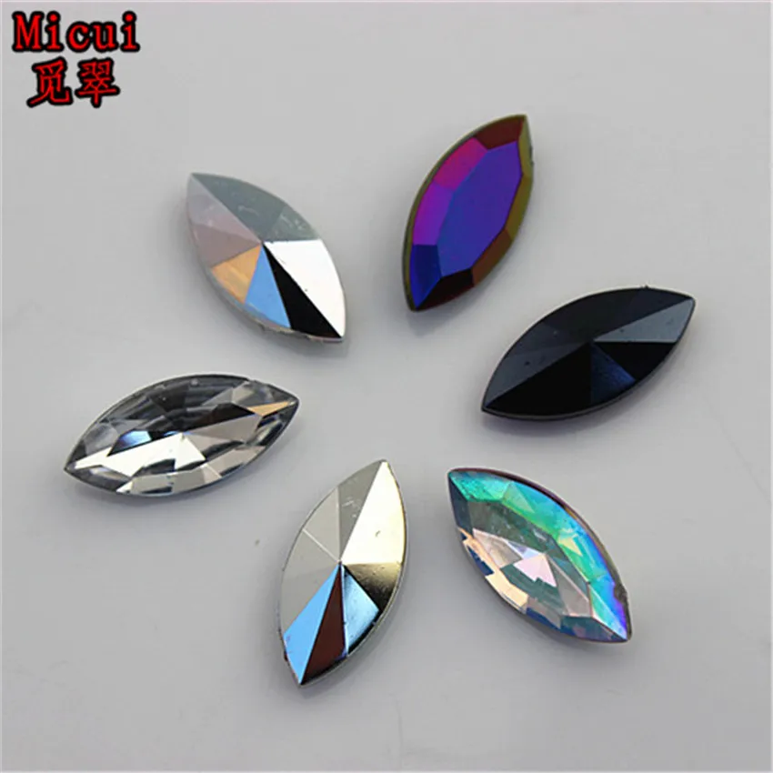 

Micui 100 шт 7*15 мм кристалл AB Цвет акриловая Точка назад с лошадью из стразов глаз акриловый горный хрусталь без отверстия ZZ274