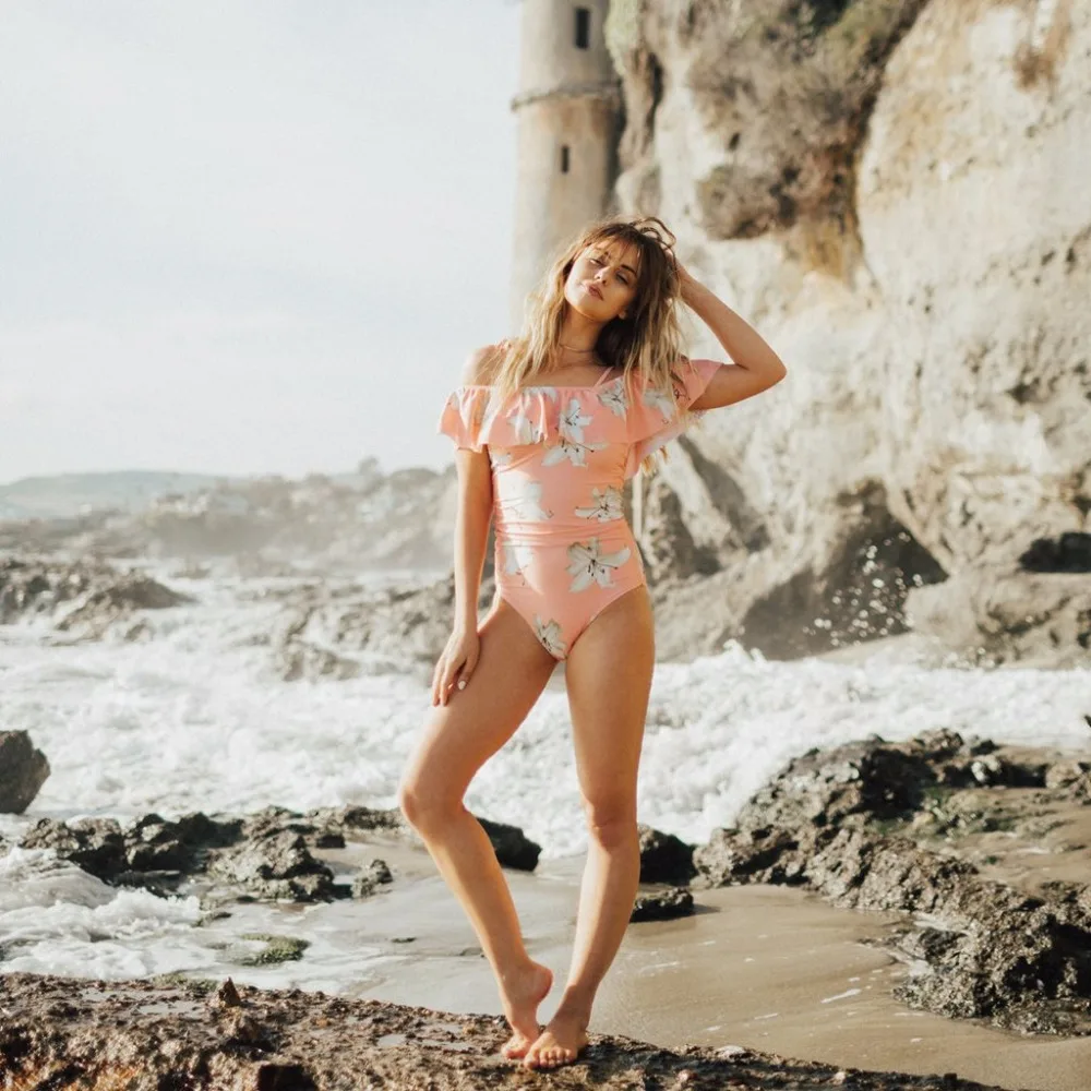 2018 женский пляжный купальный костюм купальник для девушек с принтом листьев