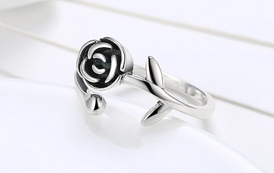 ORSA JEWELS Настоящее 925 пробы Серебряное женское кольцо на палец для женщин романтические розы кольца с листьями Свадебные украшения PSR59