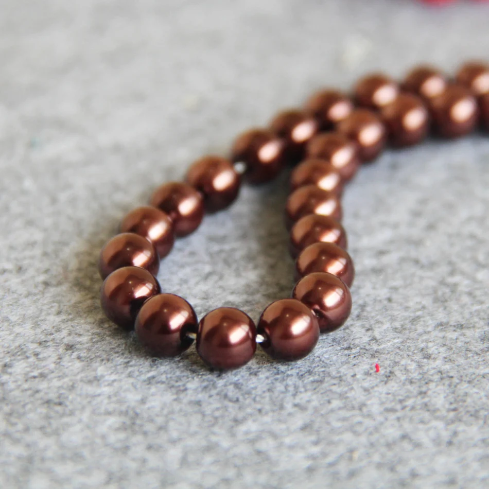 

Fashion 8mm Brown Shell Glass Round beads DIY gift for women girl loose beads 15inch 2pc/lot Jewelry making design wholesale