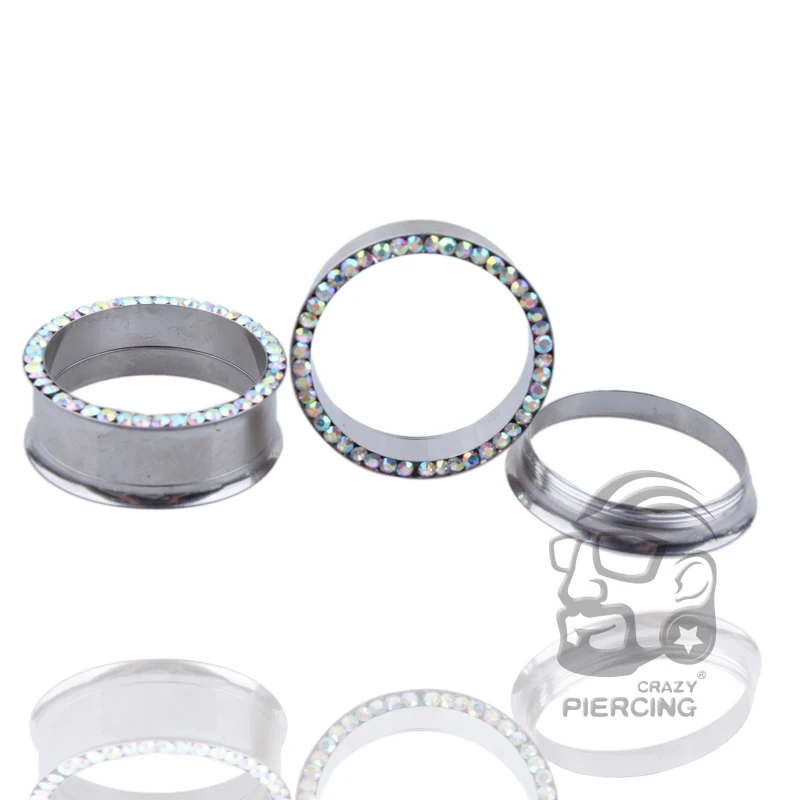 1 пара стальных AB кристальных затычек для ушей пирсинг пирсинга затычки туннели