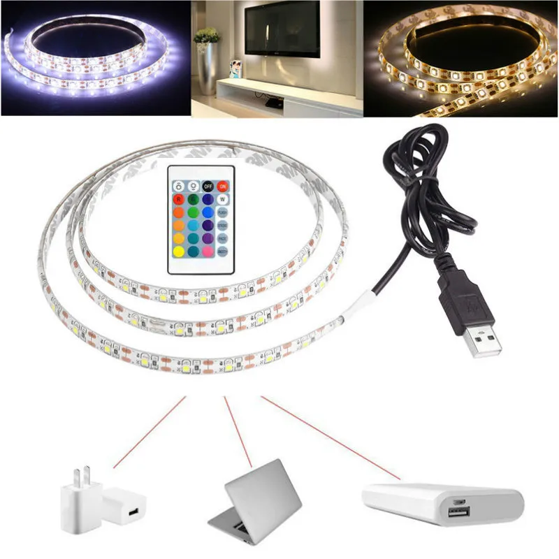 USB Светодиодная лента лампа 3528 DC5V гибкий светодиодный светильник 1 м 2 3 4 5 с