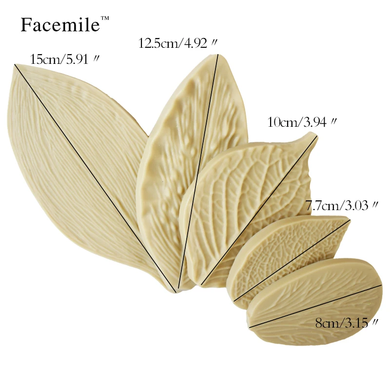Facemile 5PCS/Set Bakeware Leaf Mold Shaped Silicone Cake Decoration Fondant Mould 53020 Gift | Дом и сад