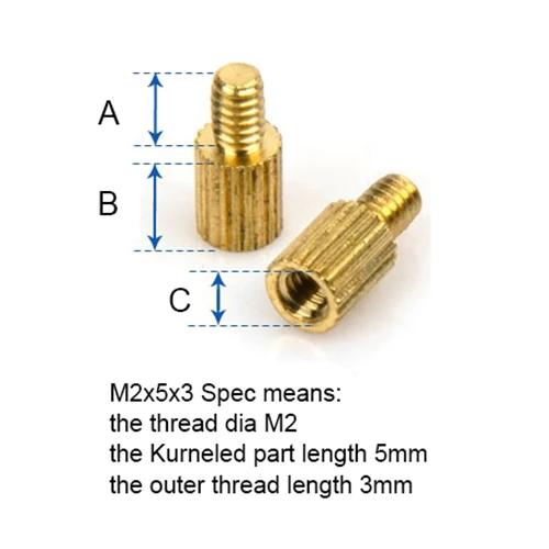 M2 thread copper spacer Length 3-32mm +3mm outer kurneled nut Monitor connecting column Copper Nut threaded pole CCTV |