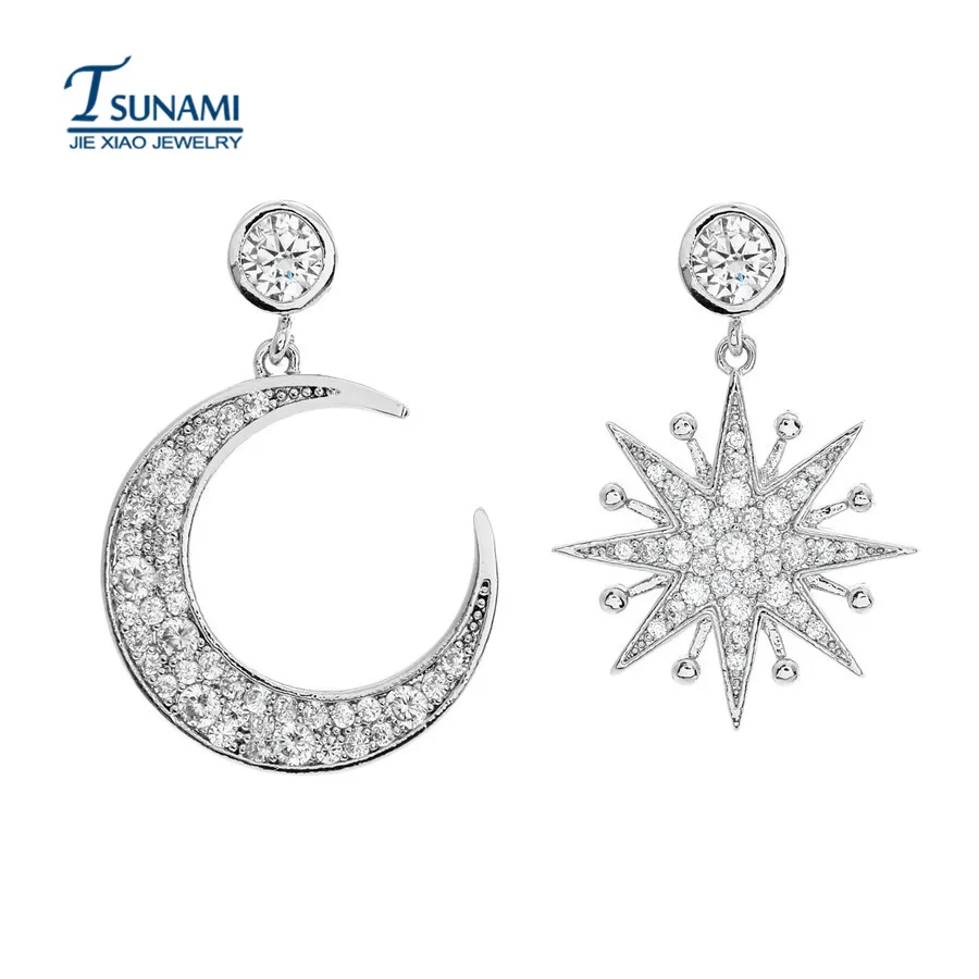 Качество Асимметричные в форме Луны ААА фианит серьги девочки как подарок на