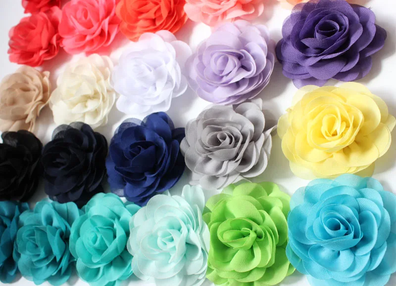 3 шт. шифоновые розетки 22 цвета|fabric flowers|chiffon rosesflower rosette |