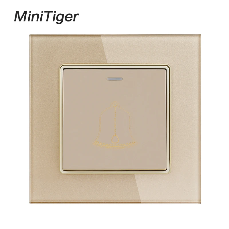 Minitiger 1 банда дверной звонок выключатель Роскошный Кристалл Закаленное стекло