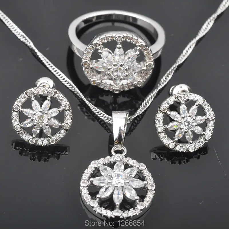 Рождественские подарки идеальный белый фианит для женщин Посеребренные