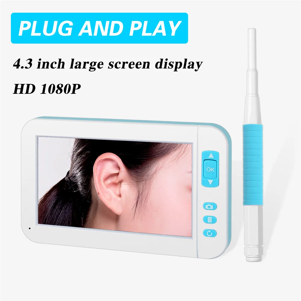 

HD 1080P Mini Camera 3.9mm Lens Auriscope Borescope Tool Health Care Mini Ear Spoon Endoscope Camera With 4.3 inch Screen