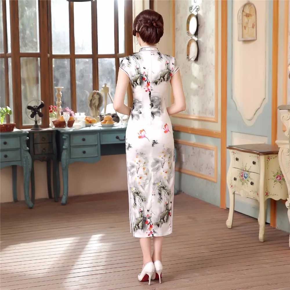 Винтажное длинное платье в китайском стиле с коротким рукавом|cheongsam dress|cheongsam style