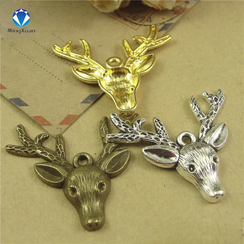 MINGXUAN 10 шт. 36x37 мм античная бронза голова оленя Шарм Подвеска для Diy ожерелье для изготовления украшений вручную ремесло C924
