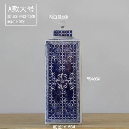 decoration Jingdezhen Ceramic Pot Arrangement Vase Blue and White Porcelain Crafts Home Arrangement Storage Tank European-style - Цвет: 1