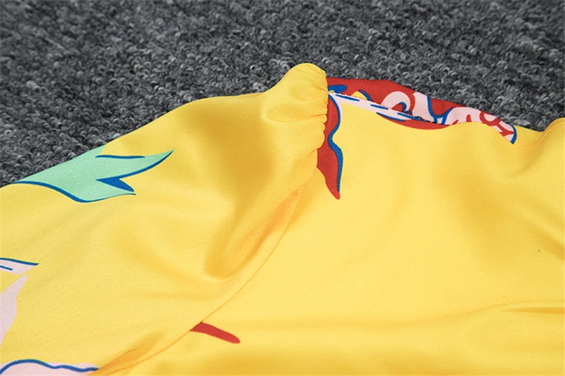 2018 осень длинный рукав длинные Для женщин платья высокое качество желтый с