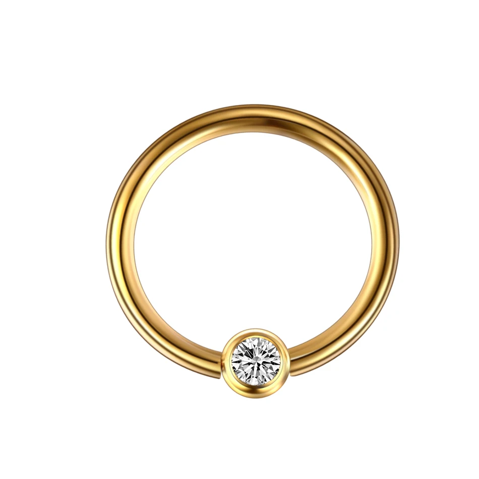 Gold 1 шт кольца в нос из титана Tragus Пирсинг в плену кольца из бисера Daith пирсинг носовой перегородки раковины серьги ювелирные изделия для тела - Окраска металла: Gold
