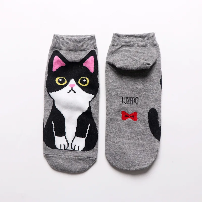 Kawaii/носки с героями мультфильмов; милые короткие носки-башмачки с закрытым носком и изображением кота, собаки; забавные повседневные короткие носки для мужчин и женщин; хлопковые носки Happy