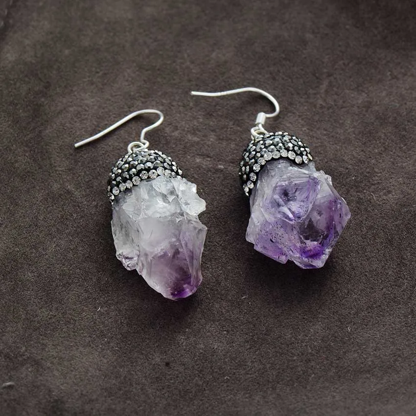 Женские серьги с кристаллами Amythyst роскошные капельки для мам и девушек
