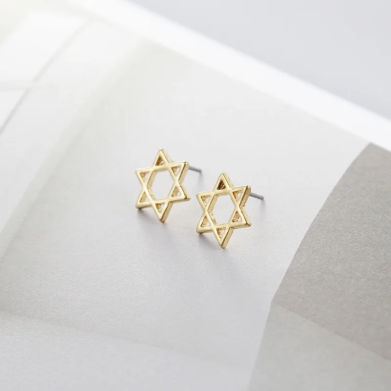 Корейские модные серьги мини Готический Черный полые звезды Bijoux Splinter гвоздики