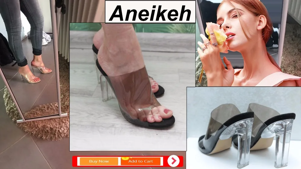 Aneikeh/Новинка года; прозрачные босоножки из пвх; пикантные босоножки на тонком каблуке с открытым носком и кристаллами; женские босоножки на прозрачном каблуке; шлепанцы; туфли-лодочки; размеры 41, 42