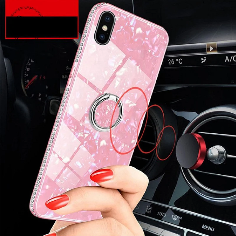 Чехол для iphone X XR XS Max палец кольцо Kickstand чехлы 8 7 Plus 6 6s Bling Conch Shell закаленное