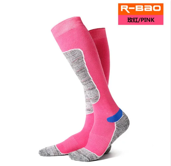Розовый Лыжные носки(2 пар/лот) R-BAO/RB3323 хлопковые мужские и женские спортивные носки теплые носки для пешего туризма на открытом воздухе - Цвет: Розовый