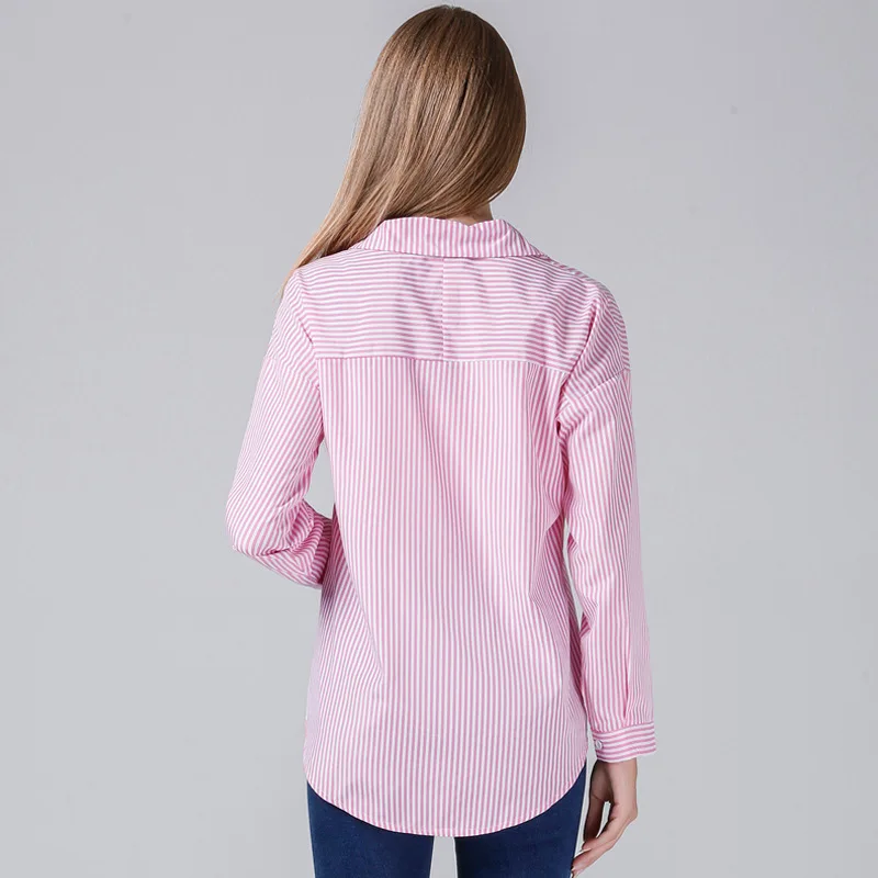 Женская летняя полосатая шифоновая блузка с оборками и длинным рукавом | одежда