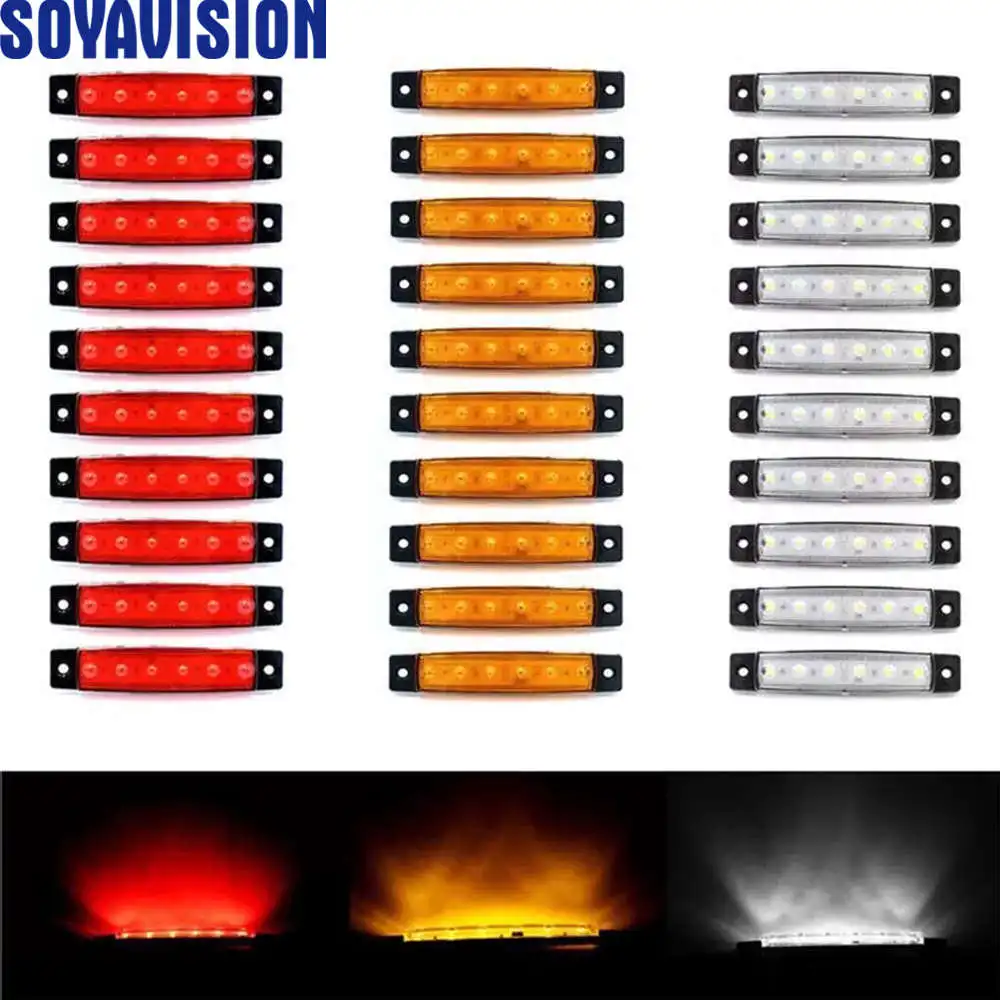 12V 6 светодиодный красный + белый желтый прицеп пикап Боковые указатели поворота