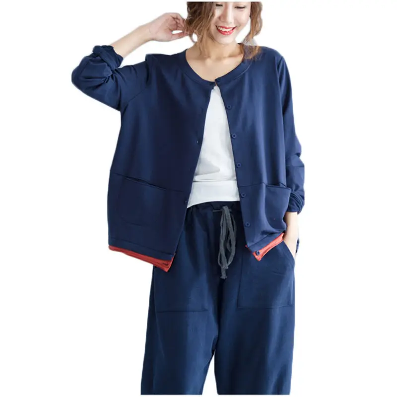 Женская Короткая Толстовка с круглым вырезом и длинным рукавом свободного