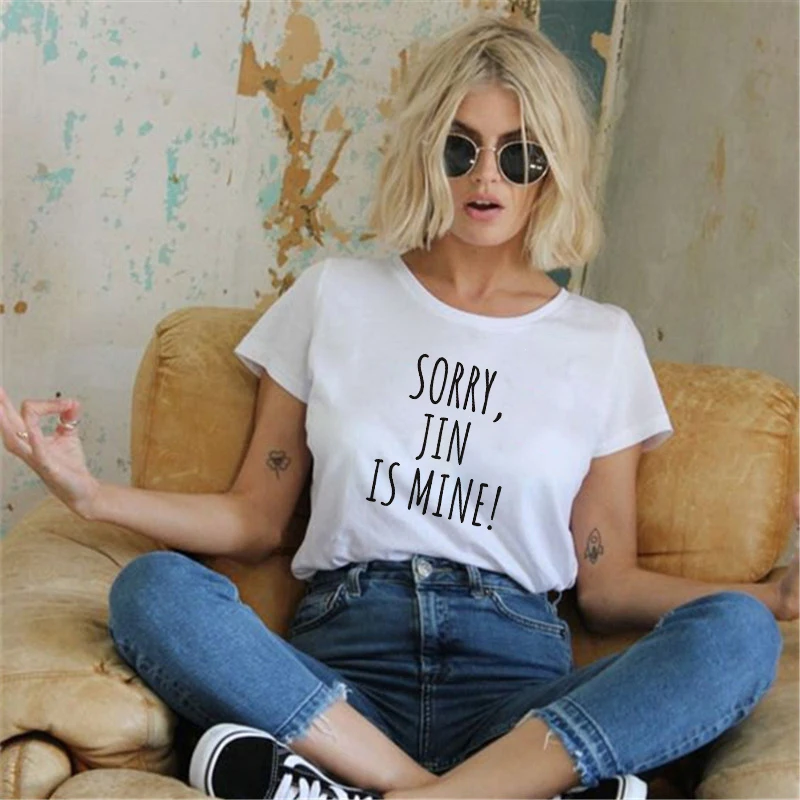 Sorry Jin Is Mine женская летняя футболка с принтом модная хлопковая Футболка круглым