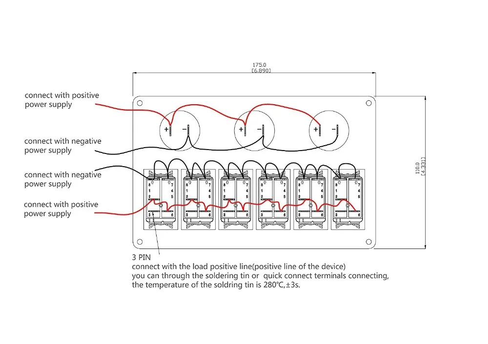 6 банд кулисный переключатель панель для RV морских автомобилей Грузовик Лодка