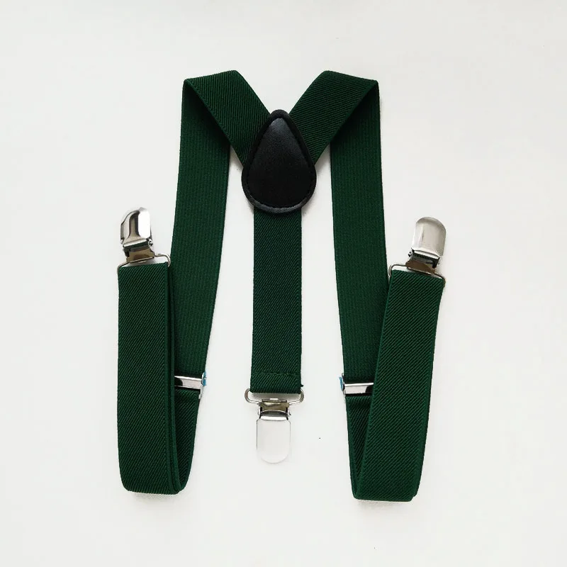 blackish green Эластичные подтяжки для маленьких мальчиков и девочек с y-образной застежкой на спине; однотонные Детские подтяжки; детская одежда; аксессуары; BD001-S - Цвет: blackish green