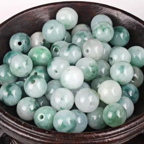 

100pcs Chinese Grade A Jade/Jadeite Pendant Pretty Spotted 10mm Round Loose Beads free shipping