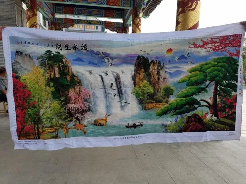 QIANZEHUI, Рукоделие, сделай сам, речная и горная Вышивка крестиком, наборы для вышивания, наборы для вышивания, приветственные сосны, полная вышивка крестиком