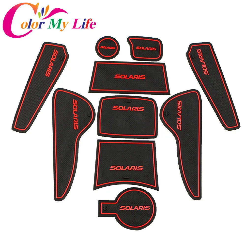 

Color My Life 14Pcs/Set Car Gate Slot Pad Fit for Hyundai Solaris 2011-2016 Door Groove Mat Interior Non-slip Mats Dust Mat