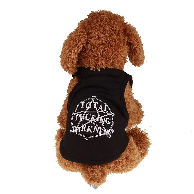 Новый дизайн черные хлопковые жилеты для домашних животных с принтом