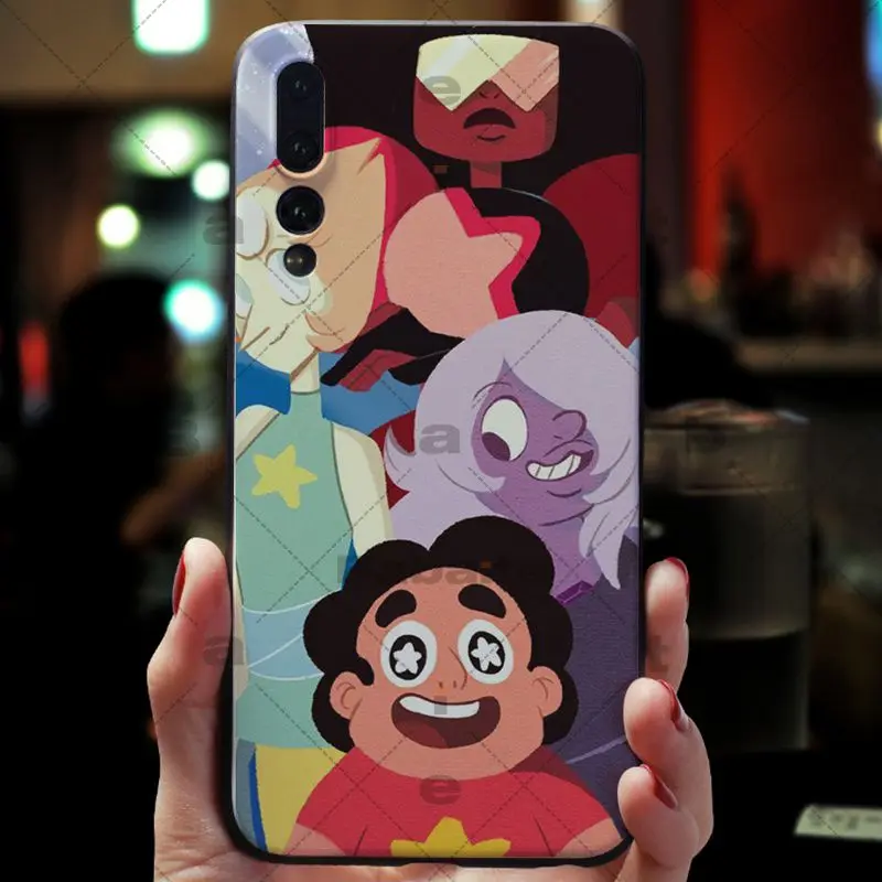 Babaite Cartoon Steven Universe Smart Cover Black Soft Shell Phone Case For Huawei honor 9 10 V9 V10 P9 P10 P20 P20pro | Мобильные