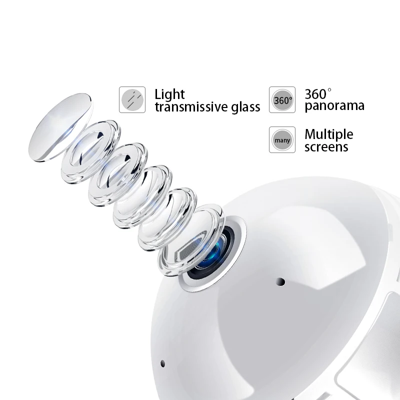 FREDI 960P рыбий глаз Wi Fi наблюдения безопасности 360 градусов угол обзора лампа камера