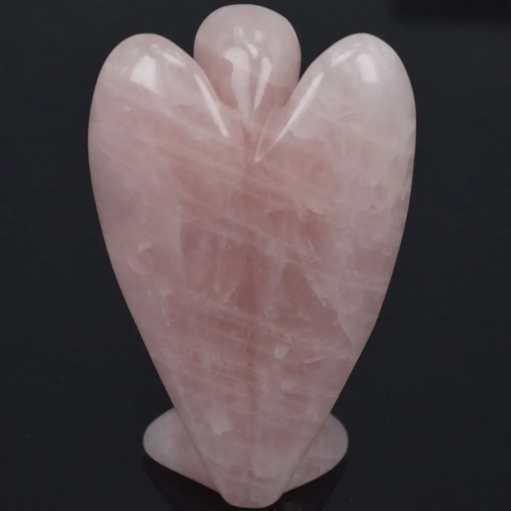 3 дюйма натуральный розовый кварц драгоценный камень резьба ангел счастливые