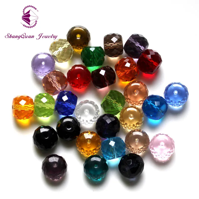 

Shangquan 10x8mm AAA Grade 100Pcs Crystal Glass Column Loose Spacer Beads Fit European Bracelets Jewelry Diy
