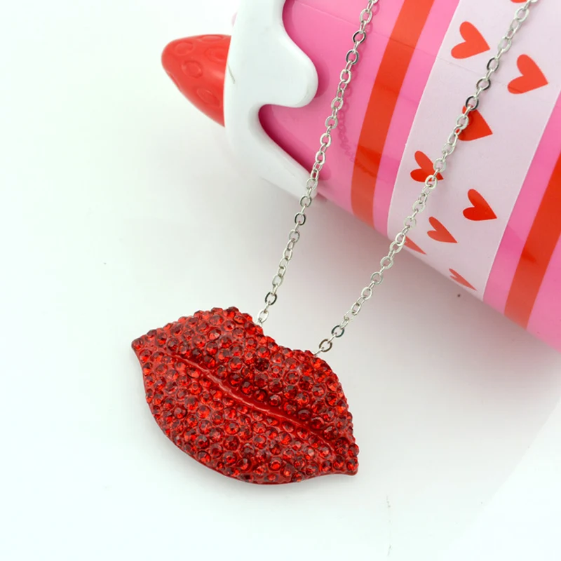 Женское Ожерелье чокер с красными губами на весну и лето|pendant necklace wholesale|pendant chain