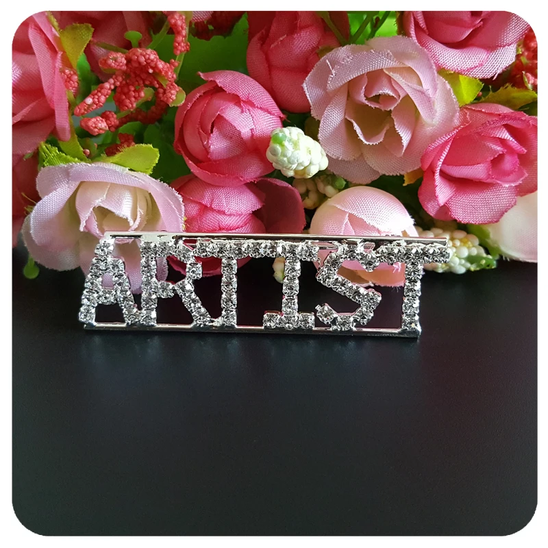 Профессиональный отворот булавка &quotхудожник&quot буквы с кристаллами брошь