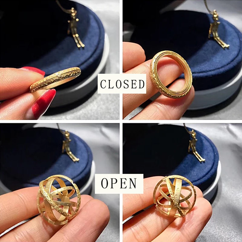New Tready Astronomical Sphere Ball Ring Cosmic Finger Couple Lover Rings For Men Jewelry