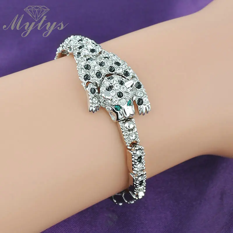 Женский браслет Mytys B308 B313 B501 с леопардовым принтом и кристаллами|link bracelet|bracelet