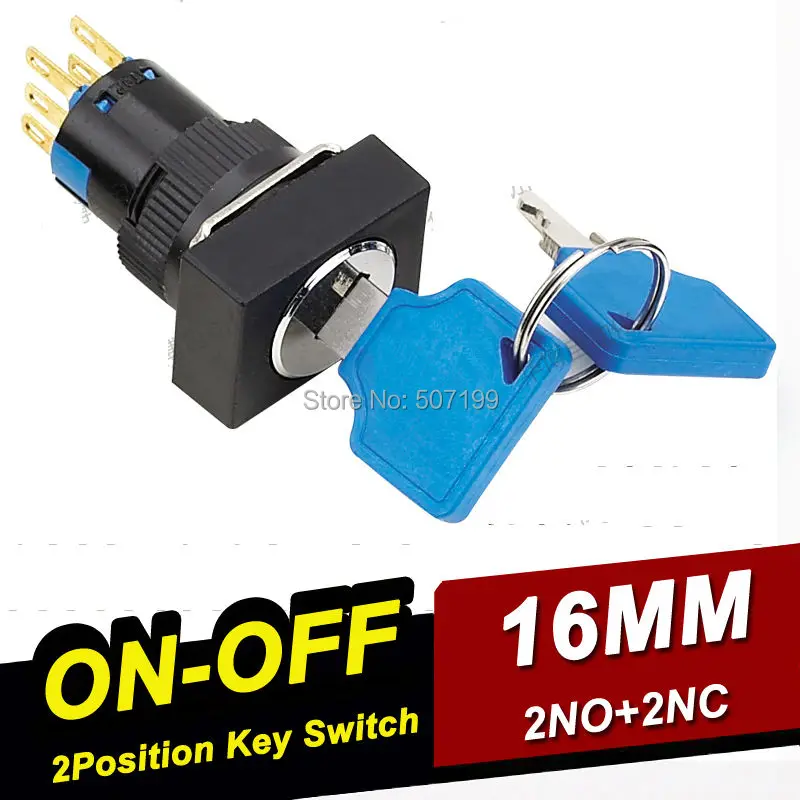 10 шт. упаковка 16 мм ВКЛ-ВЫКЛ 2 позиционный ключ переключатель 2NO + 2NC 250В клавишный