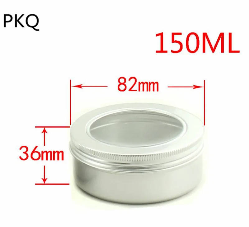 20pcs 25ml 60ml 100ml 150ml Aluminium Silver jars with window Empty Sample Container Powder cans Cosmetic Travel Pot | Дом и сад