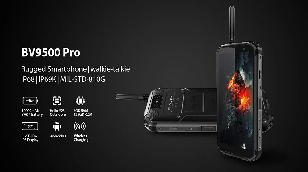Смартфон Blackview BV9500 Pro 4G 5,7 дюймов Android 8,1 MT6763T Восьмиядерный 2,5 ГГц 6 ГБ 128 ГБ 13.0MP камера отпечатков пальцев 10000 мАч